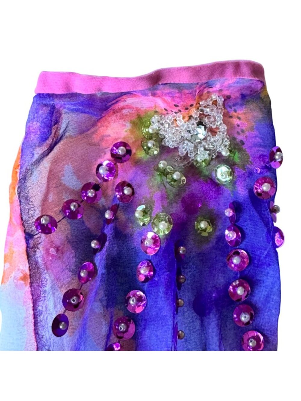 Miss Elliette California Hand-Beaded Floral Crop Blouse Sheer Sleeves Vtg 60s - Picture 16 of 16